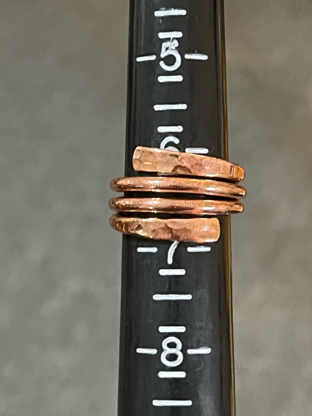 Solid Copper Coiled Band Ring Textured Hammered Finish Size 6 - Picture 6 of 7